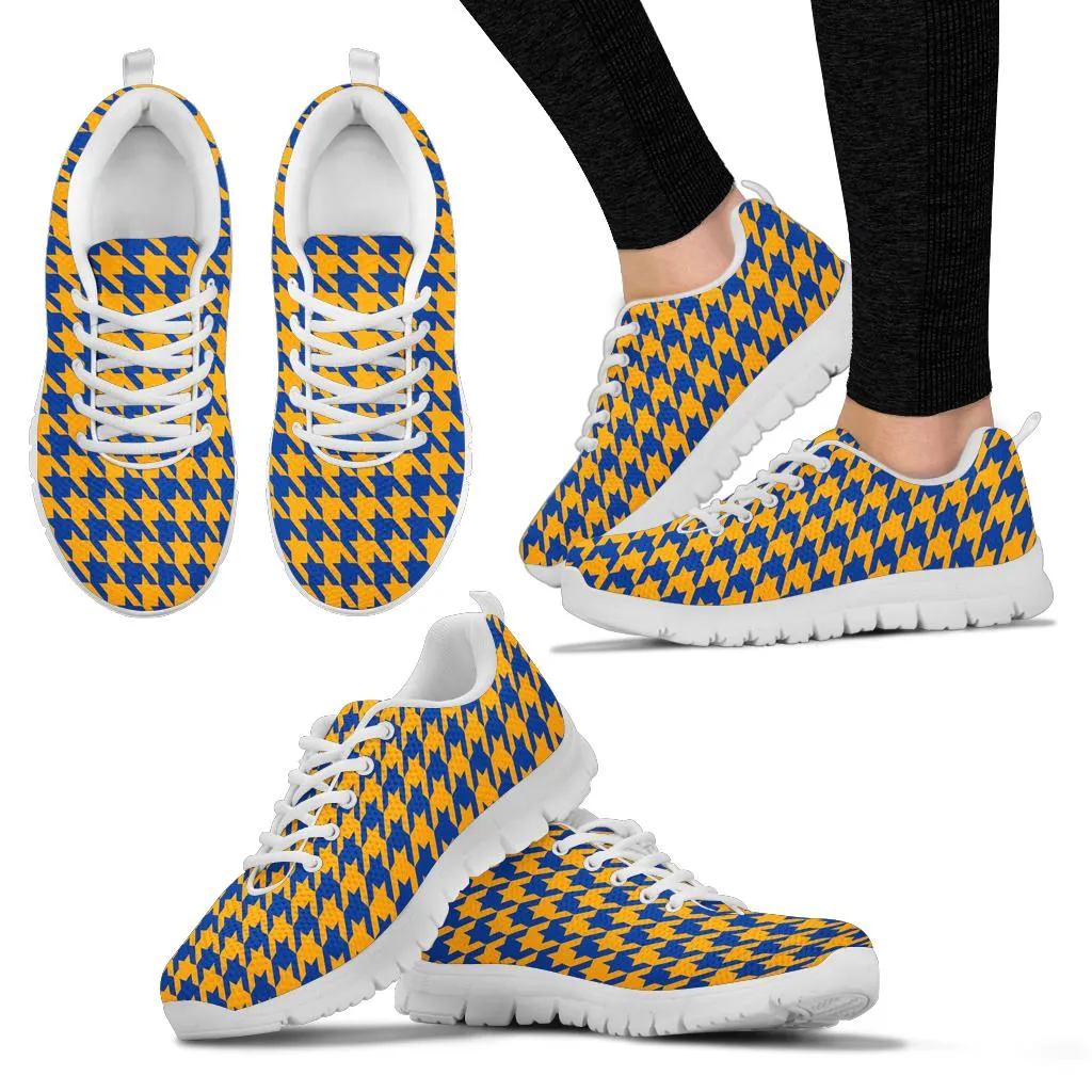 Mesh Sneakers_Blue on Gold_R_HT Pattern