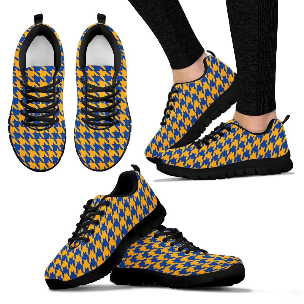 Mesh Sneakers_Blue on Gold_R_HT Pattern