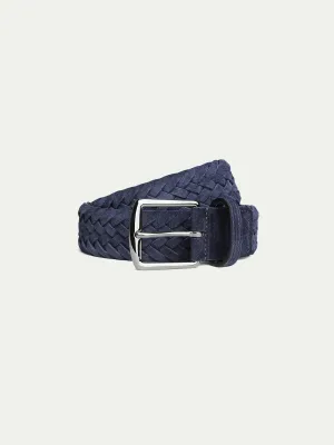 Navy Woven Suede Belt