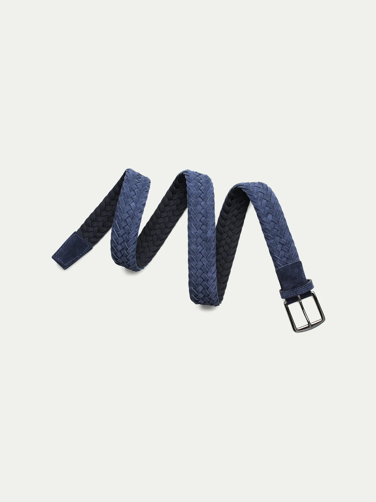 Navy Woven Suede Belt