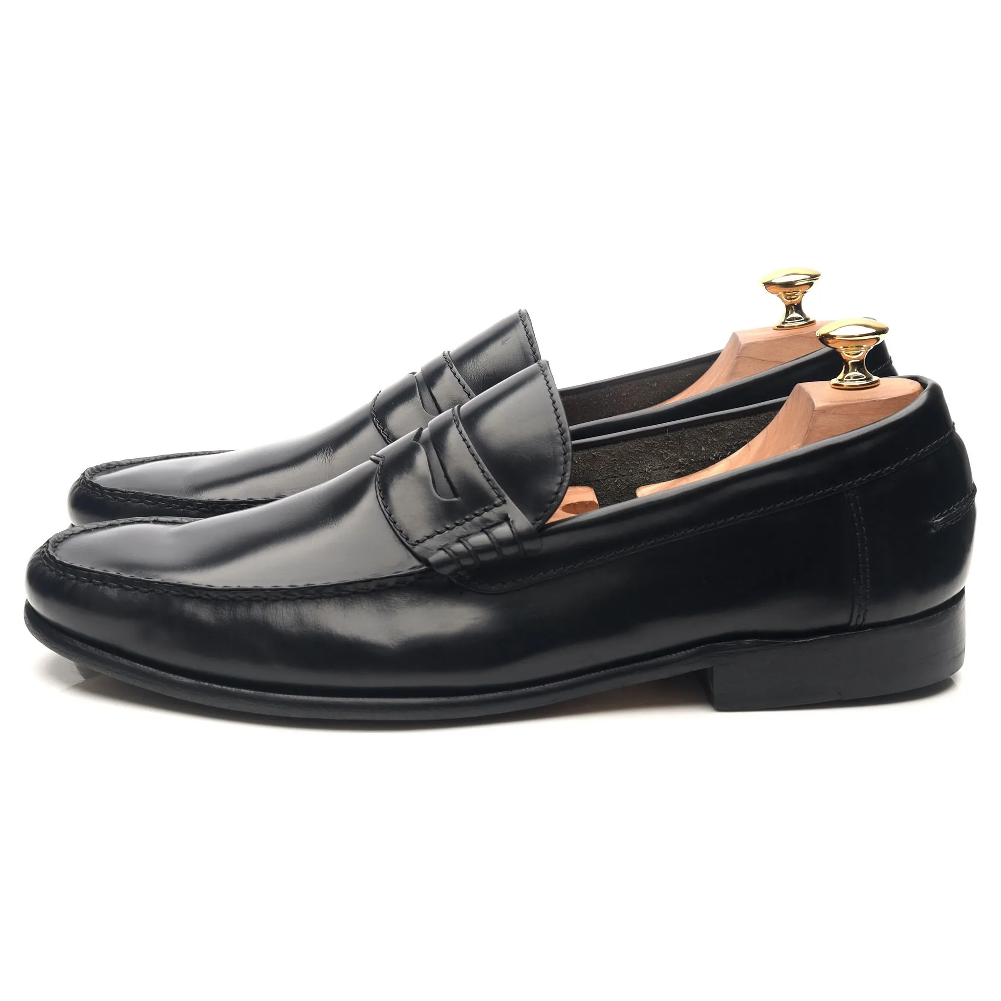 'Newington' Black Leather Loafers UK 10.5 F