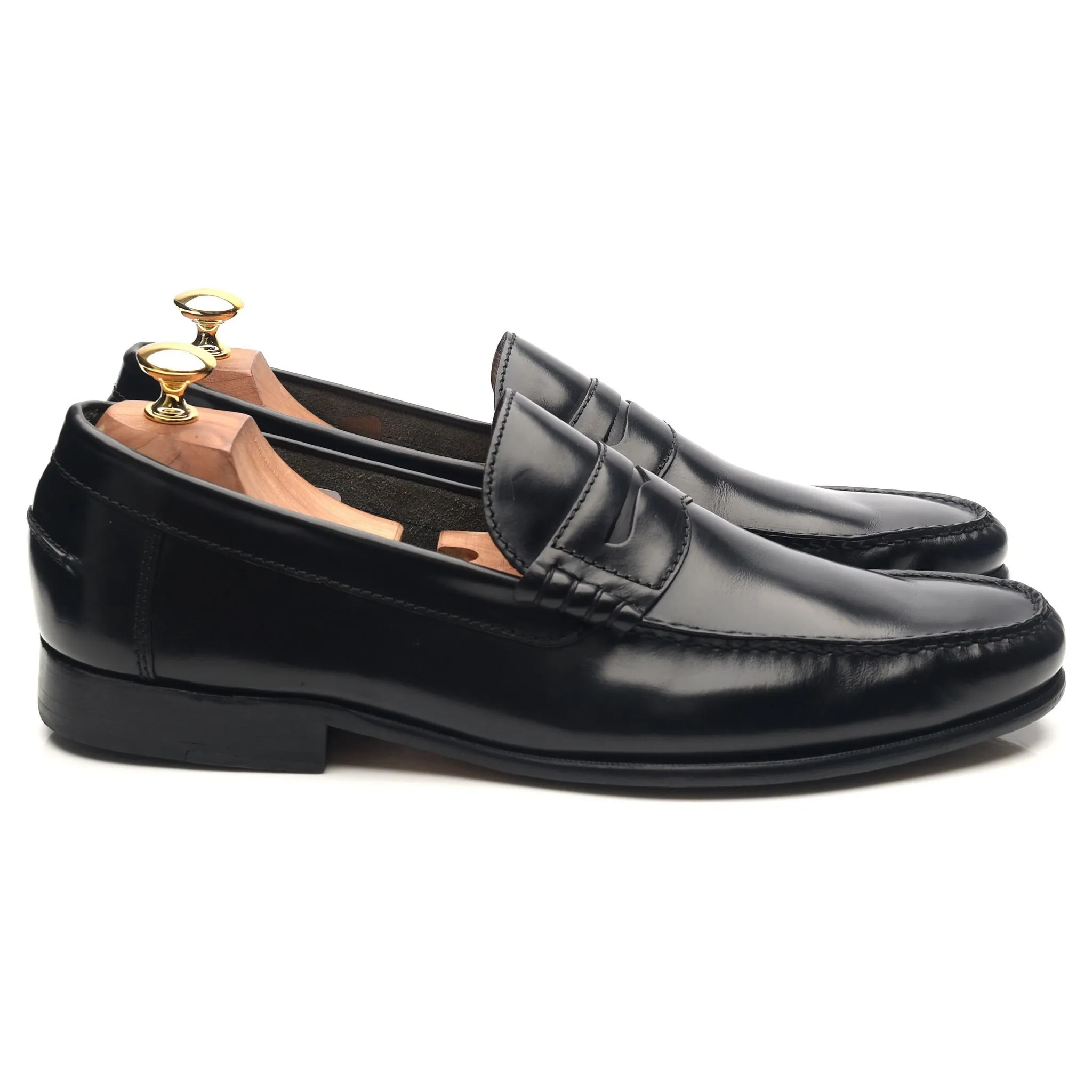 'Newington' Black Leather Loafers UK 10.5 F