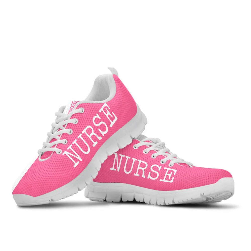 Nurse Sneaker, Nurse Heart Beat Pink White Sneakers Shoes, Best Shoes For Nurses