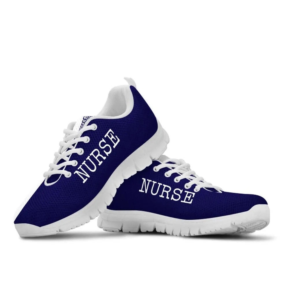 Nurse Sneaker, Nurse Strong Dark Blue White Sneakers Shoes, Best Shoes For Nurses