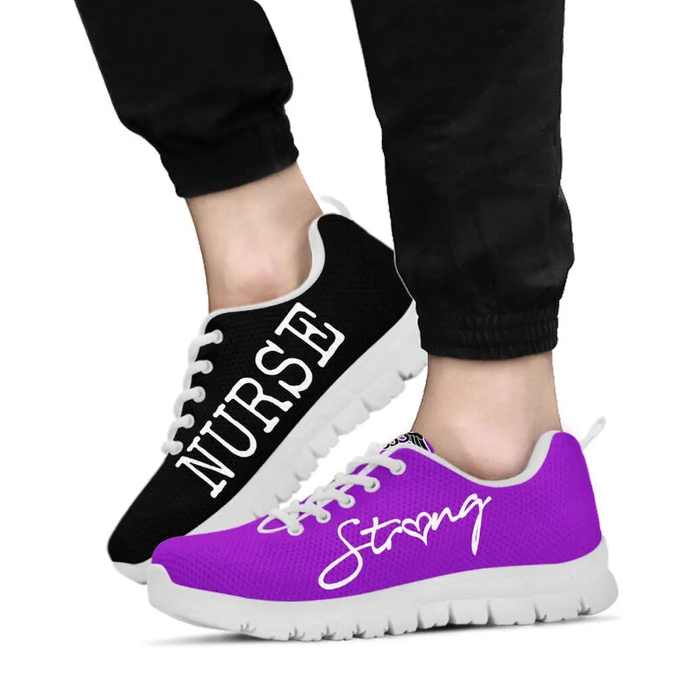 Nurse Sneaker, Nurse Strong Purple Black Sneakers Shoes, Best Shoes For Nurses