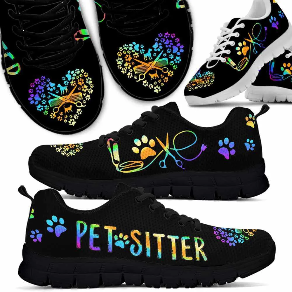 Pet Sitter Love Heart Sneakers Shoes, Dog Print Shoes, Best Running Shoes, Unique Gifts For Dog Lovers