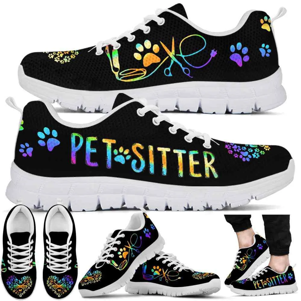 Pet Sitter Love Heart Sneakers Shoes, Dog Print Shoes, Best Running Shoes, Unique Gifts For Dog Lovers