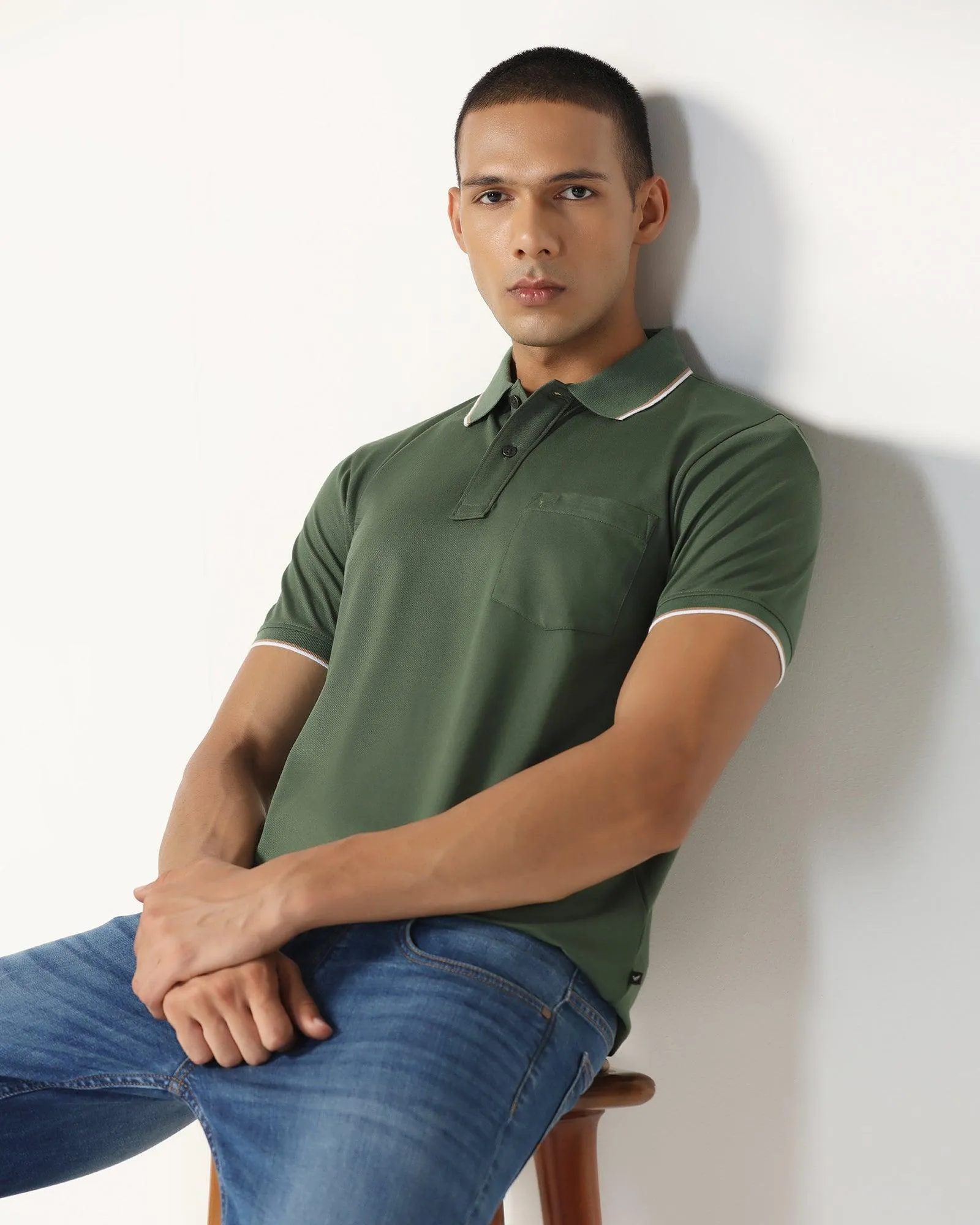 Polo Thyme Green Solid T-Shirt - Andro