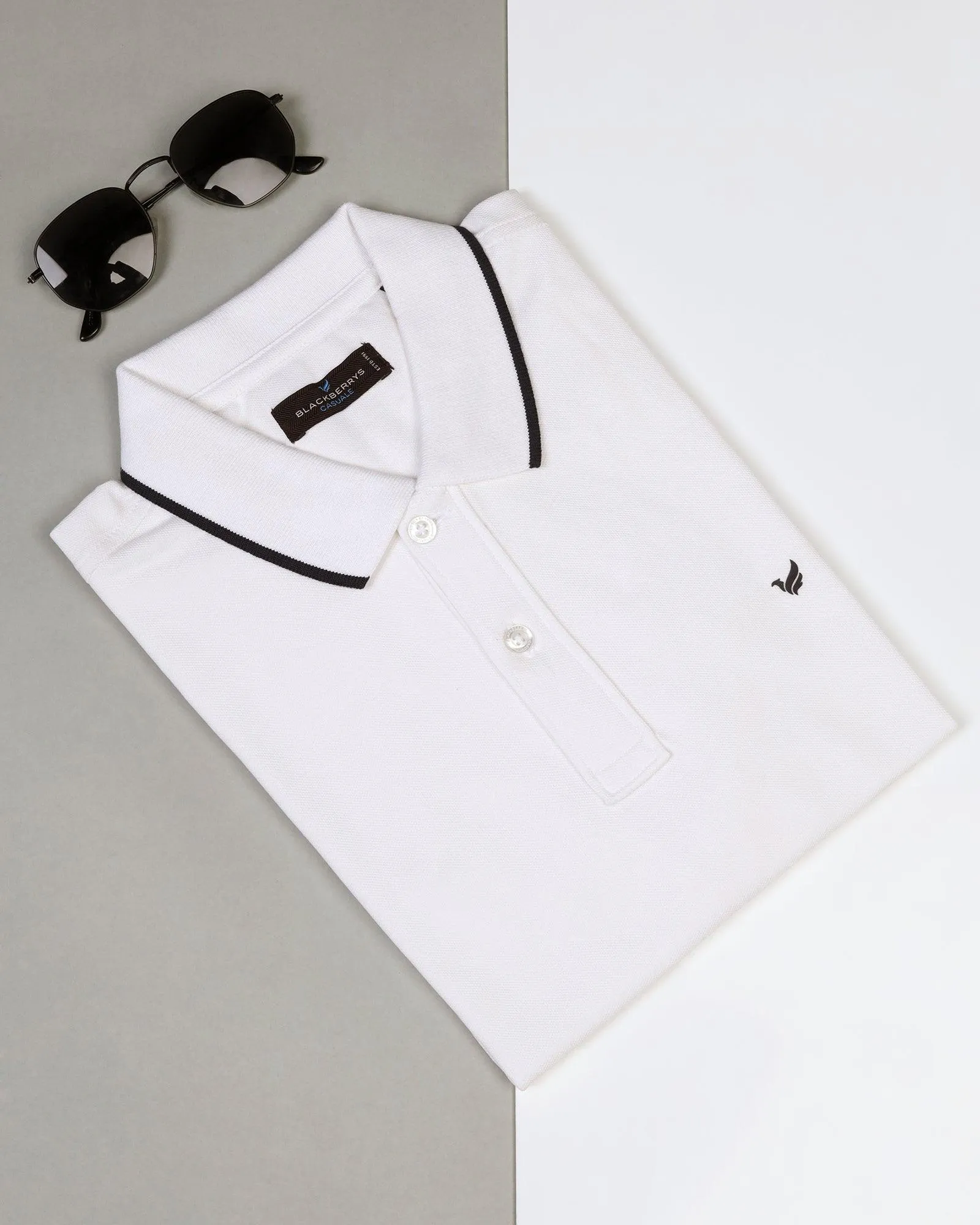 Polo White Solid T-Shirt - Posh