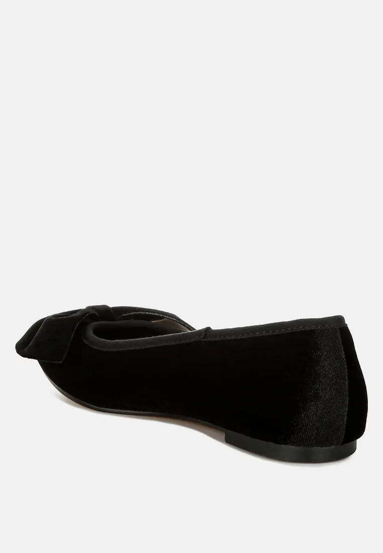 Pothos Luxurious Velvet Bow Ballerinas