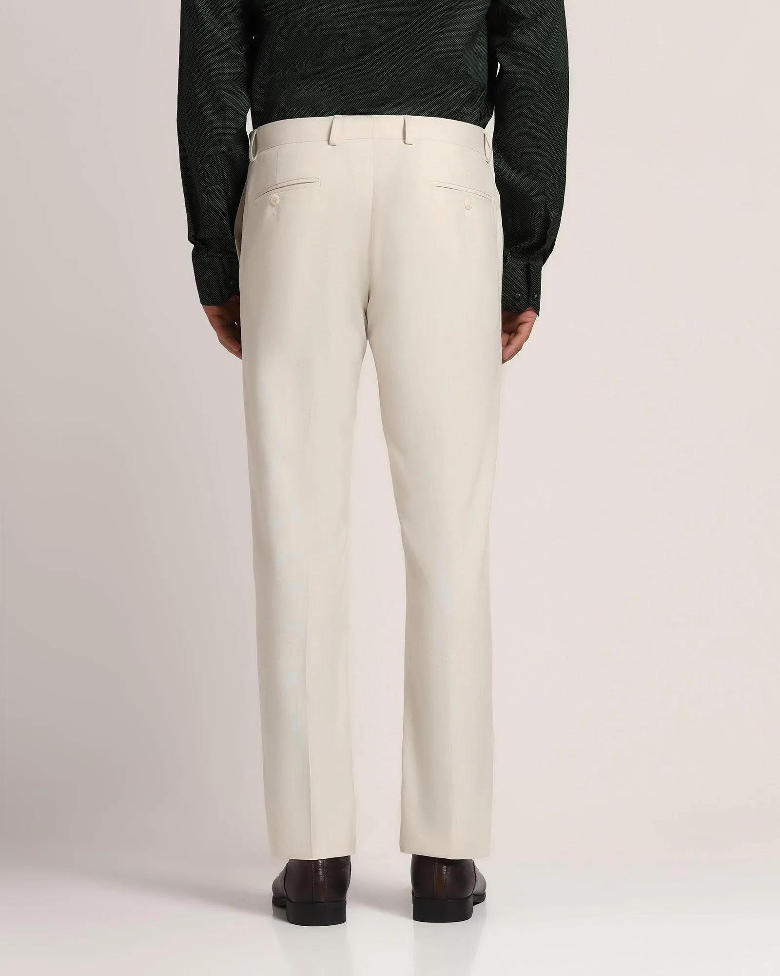 Slim Comfort B-95 Formal Beige Solid Trouser - Angel