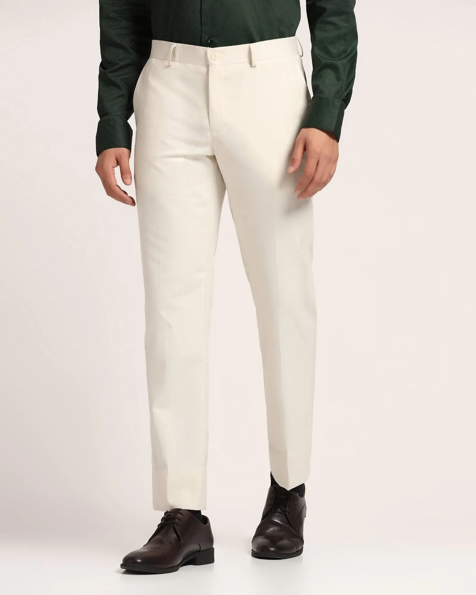 Slim Comfort B-95 Formal Beige Solid Trouser - Angel