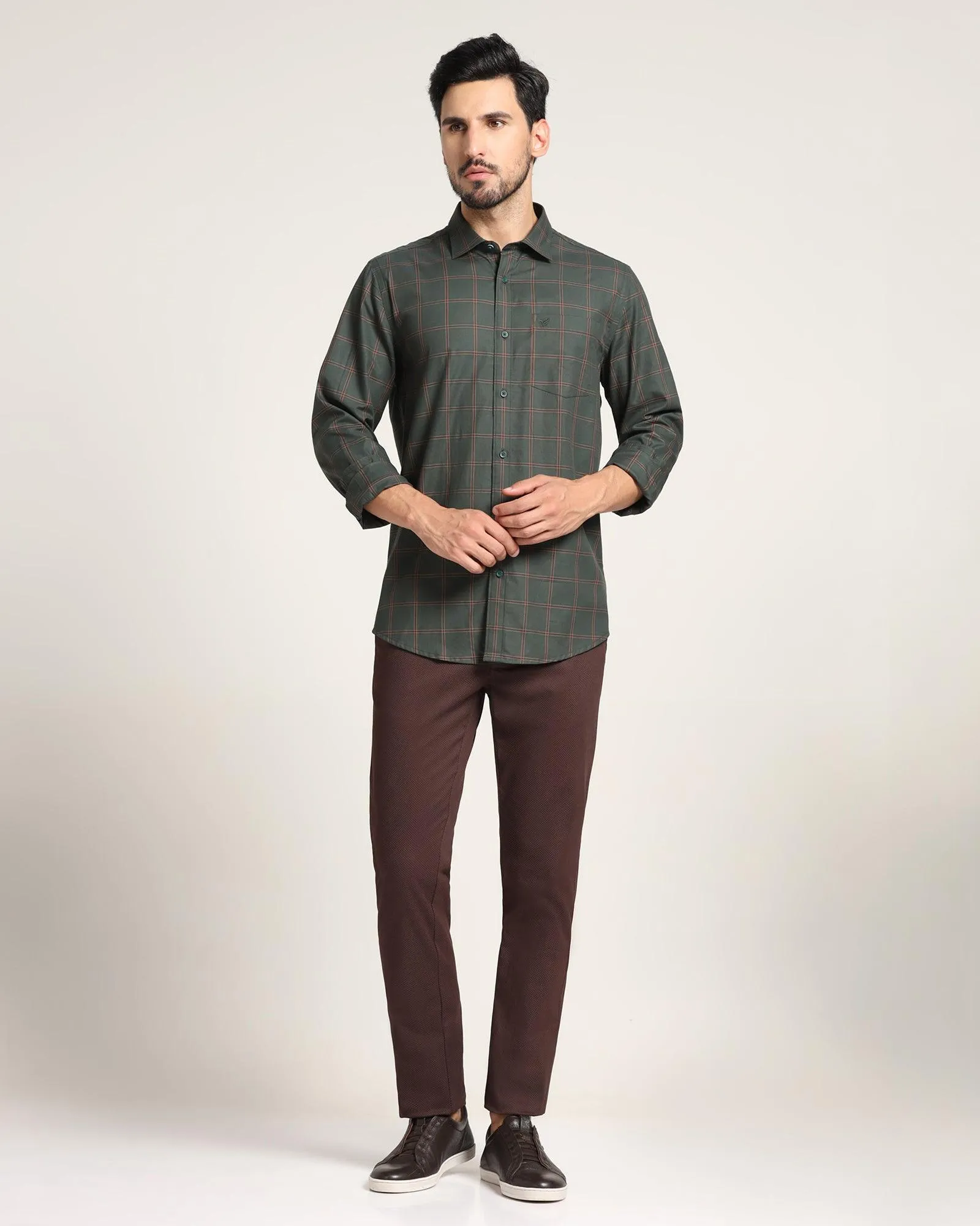 Slim Fit B-91 Casual Brown Textured Khakis - Torop