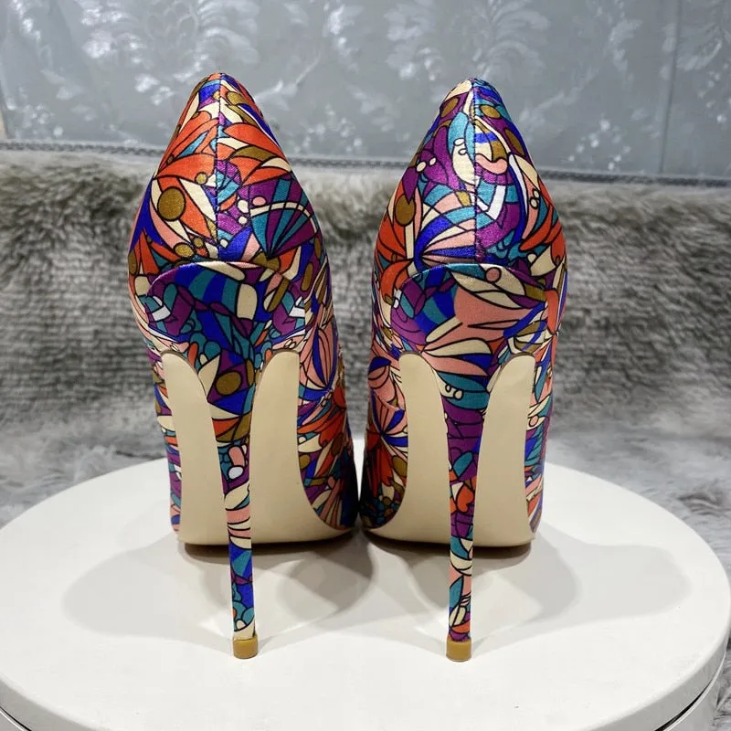 TEEK - Graphic Print Satin Pumps