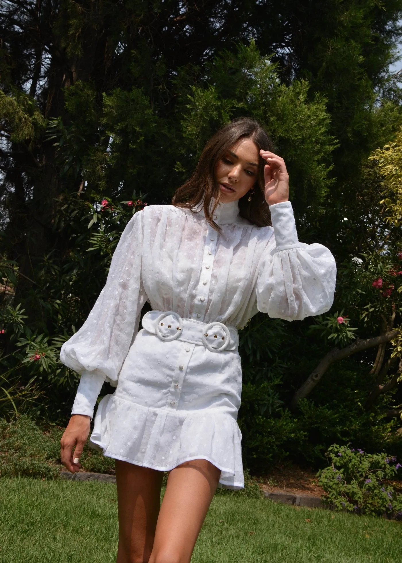 White embroidered daisy dress