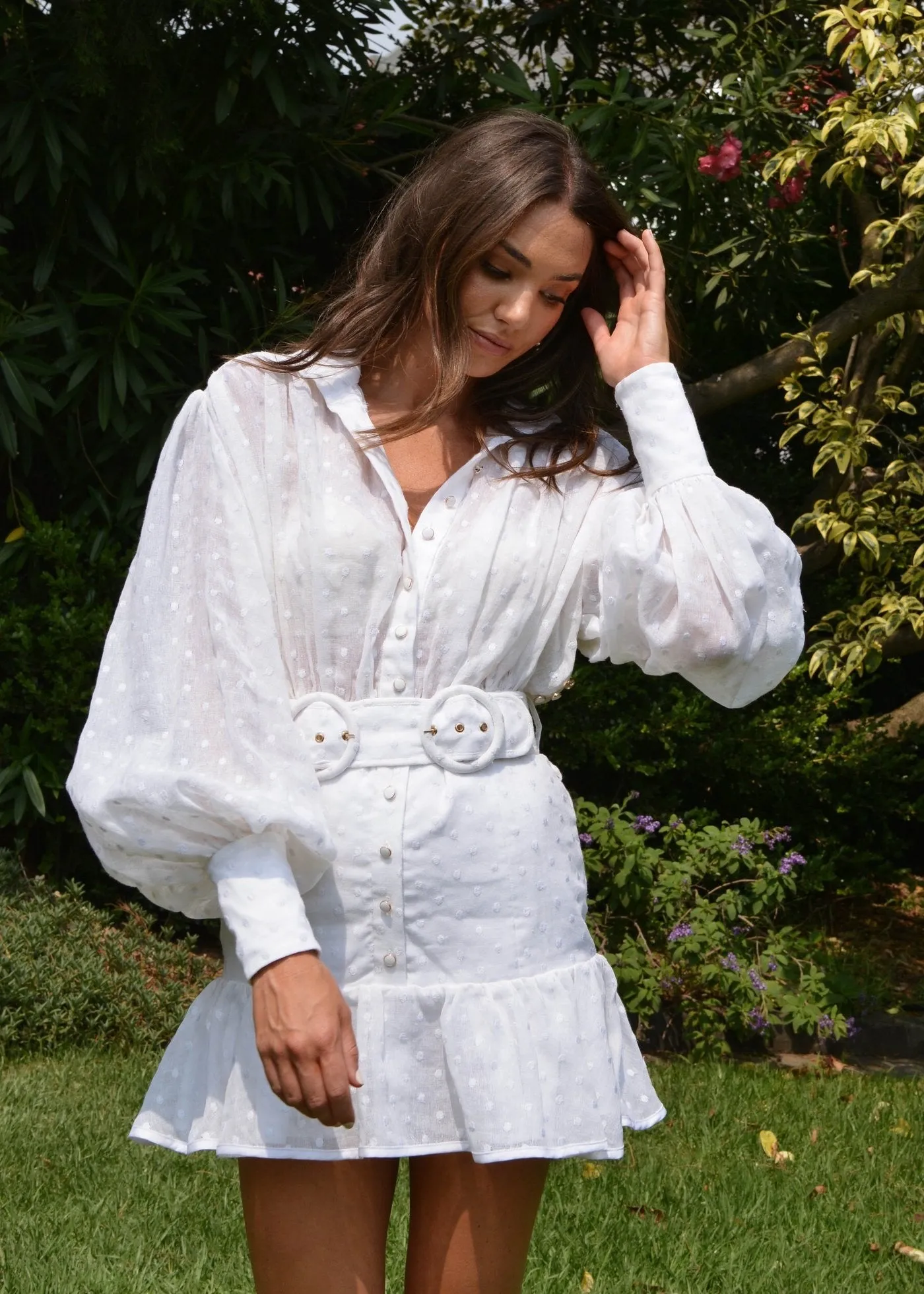 White embroidered daisy dress