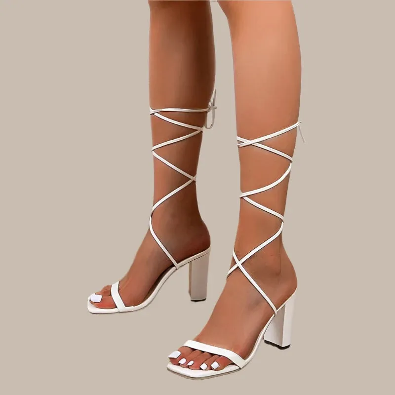 Women Sexy Thick High Heels with Lace