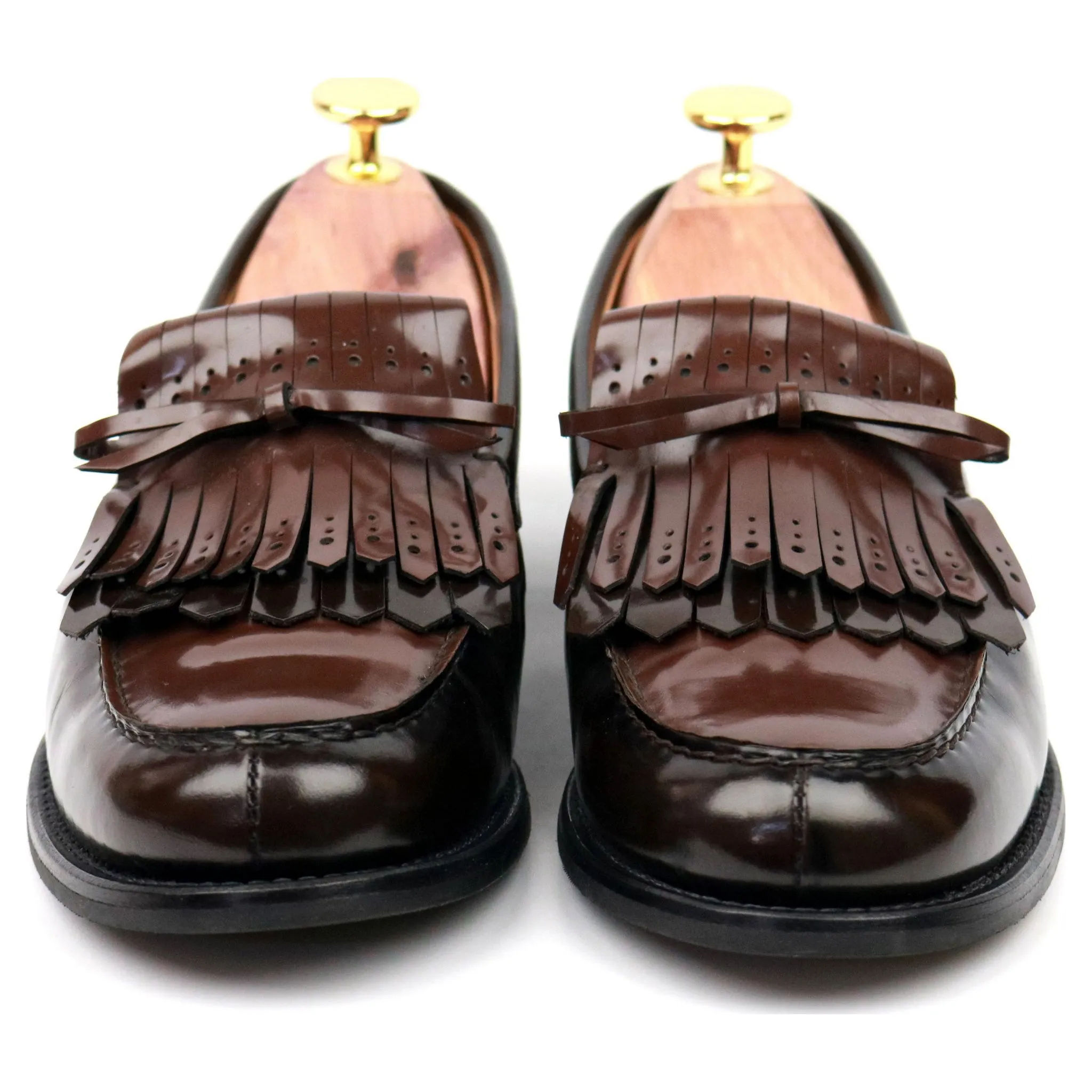 Women's 'Antonella' Brown Leather Fringe Loafers UK 3.5