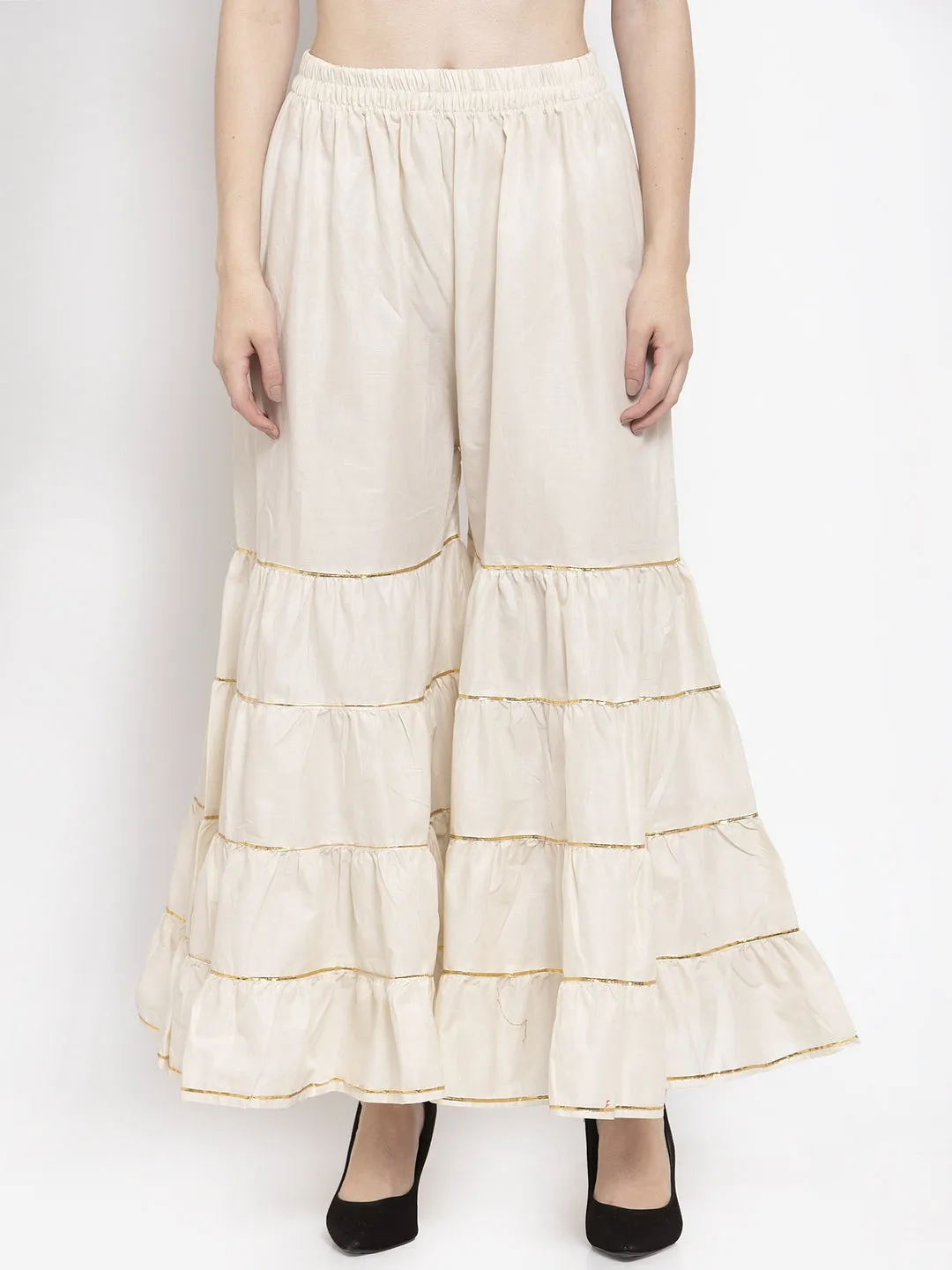 Women'S Off-White Gotta Patti Cotton Gharara