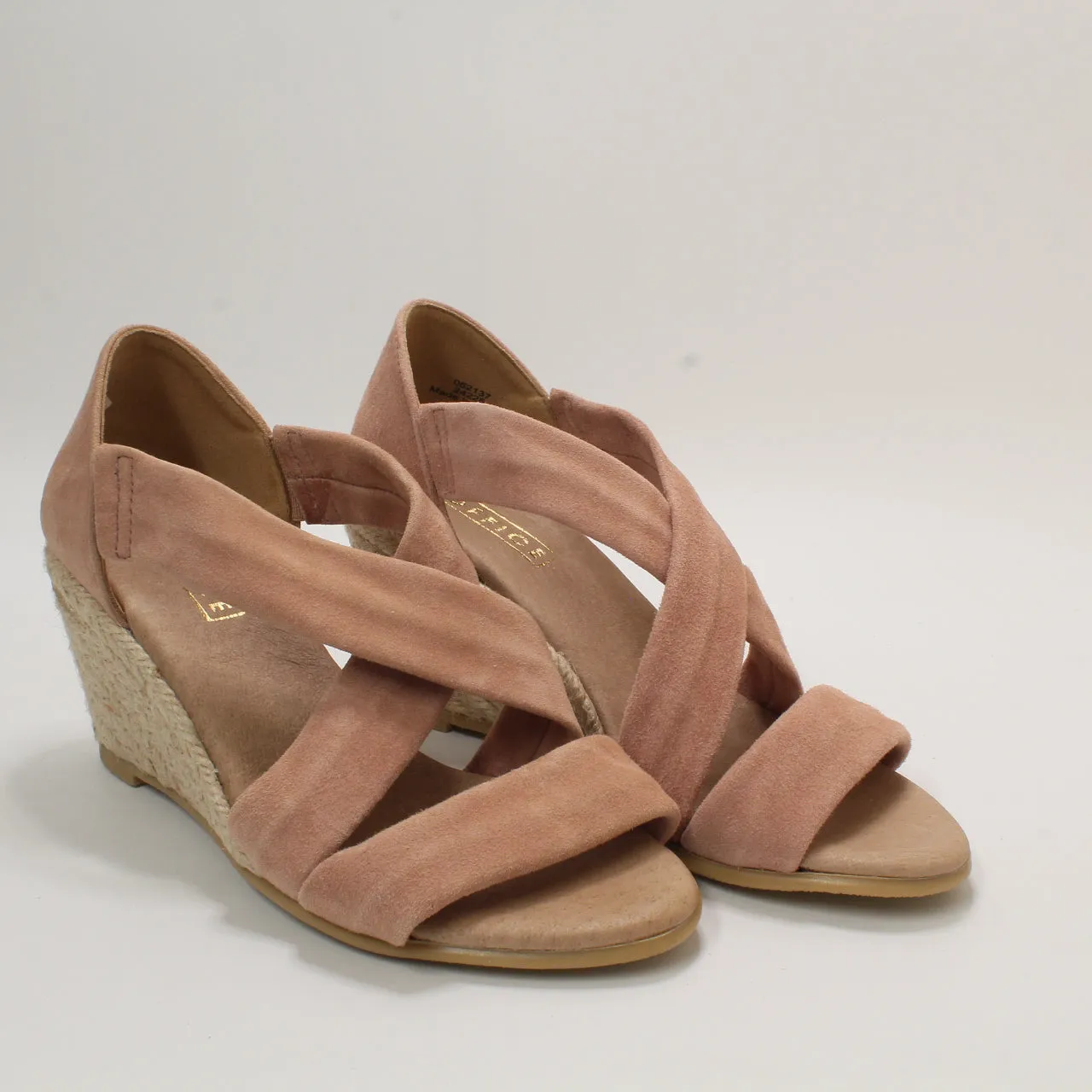 Womens Office Maiden Cross Strap Wedge Nude Suede Uk Size 3