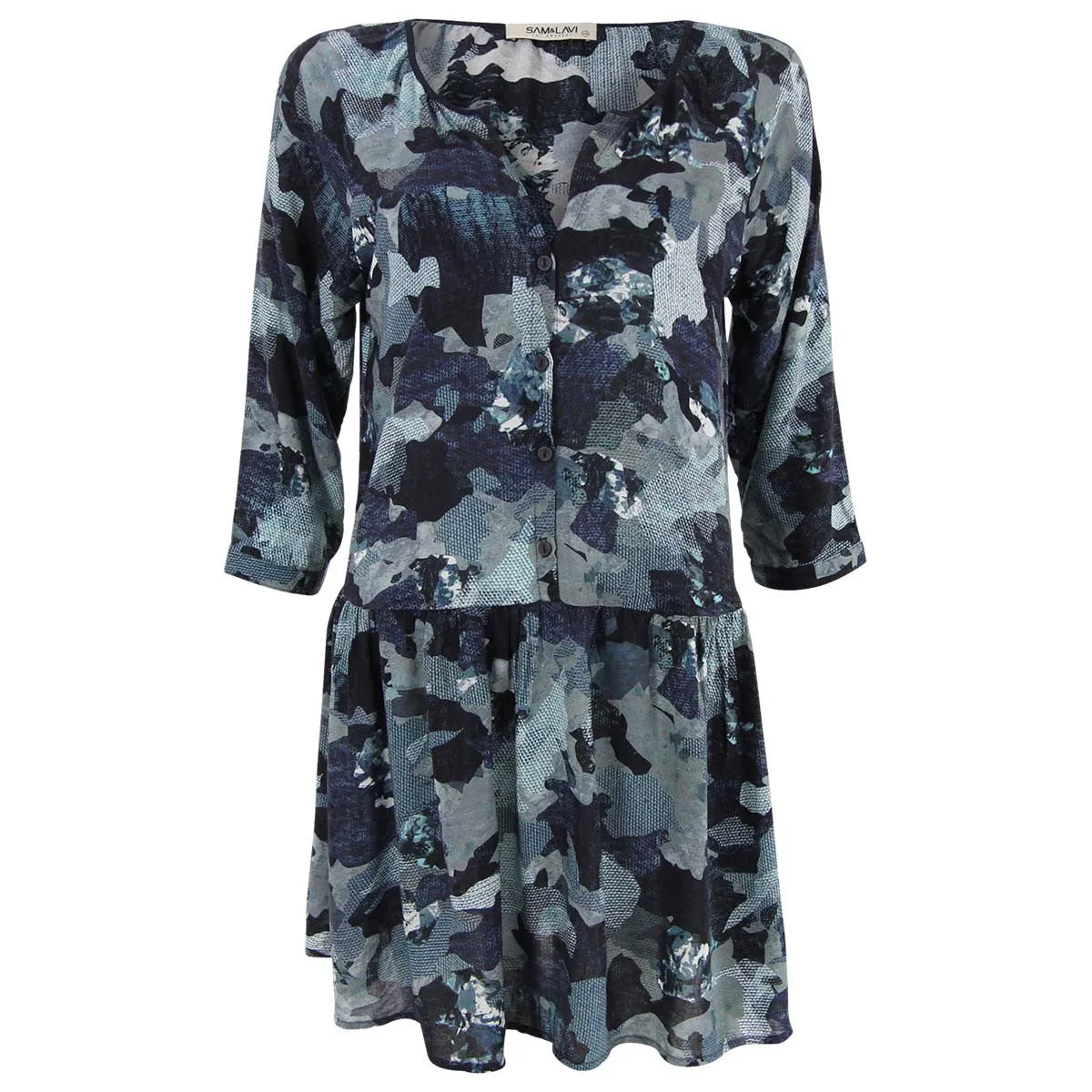 Zaira Henley Shirtdress - Iceberg Print